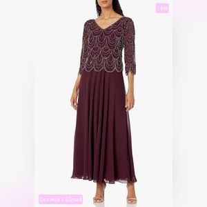 🔥NWT🔥OBO🔥 🟠 J Kara Women's Sweetheart Neck 3/4 Sleeve Mock 2 Piece Dress 16W